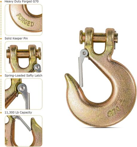 AYAYGD 4Pack 5/16 Inch Clevis Slip Hook with Safety Latch - Heavy Duty Grade 70 Steel for Trailer Chains with Hooks, Winch Hook, Tow Hook, and Chain Hook,14,000 Lbs. Capacity in Kuwait