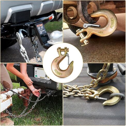 AYAYGD 4Pack 5/16 Inch Clevis Slip Hook with Safety Latch - Heavy Duty Grade 70 Steel for Trailer Chains with Hooks, Winch Hook, Tow Hook, and Chain Hook,14,000 Lbs. Capacity in Kuwait