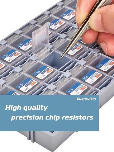 مجموعة متنوعة من مقاومات Guanruixin 0805 SMD، مجموعة مقاومات مكونة من 7200 قطعة و72 قيمة (كل قيمة 100 قطعة) ±1% تسامح (0 أوم - 10 ميجا أوم) مجموعة مقاوم شرائح سميكة متوافقة مع Rohs in Kuwait