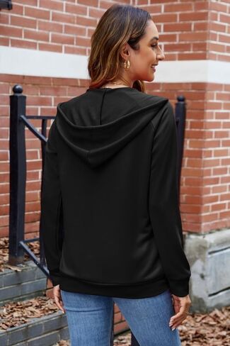 HTD Women Casual Full zip Up Hoodie Basic Lightweight Long Sweeve Sweatshirt Slotes Stacket مع جيوب in Kuwait