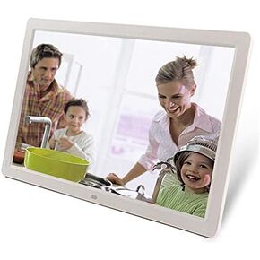 17-inch Digital Photo Frame - 1440 x 900 high-Resolution Media Player for Playing Photos, Music, and Videos, with Calendar, Alarm Clock, and Scrolling Text Functions; Includes Remote Control; White. in Kuwait