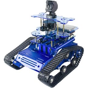 مجموعة سيارة روبوت Raspberry Pi Smart AI، سيارة خزان ROS SLAM مع ملاحة خرائط LIDAR، كاميرا عالية الدقة، مشروع برمجة شاشة تعمل باللمس 3.5 بوصة للبالغين (أسود مع Raspberry Pi) in Kuwait