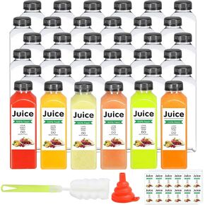 LJINOKYUN 16oz Plastic Bottles with Caps, 24pcs Empty Plastic Juice Bottles with Caps for Juicing & Smoothies - Reusable Clear Bulk Water Drink Containers with Tamper Evident Lids for Fridge in Kuwait