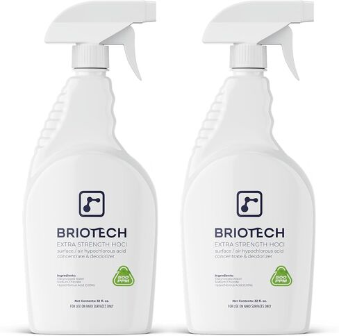 BRIOTECH حمض هيبوكلوروس النقي بقوة إضافية، سطح BrioPro والهواء 500 جزء في المليون من حمض الهيدروكلوريك لضباب ULV، والرشاشات وأجهزة الترطيب، ومزيل الروائح الكريهة الأنظف الاحترافي، وخالي من البيروكسيد، والمكتب، والمدرسة، والمنزل in Kuwait