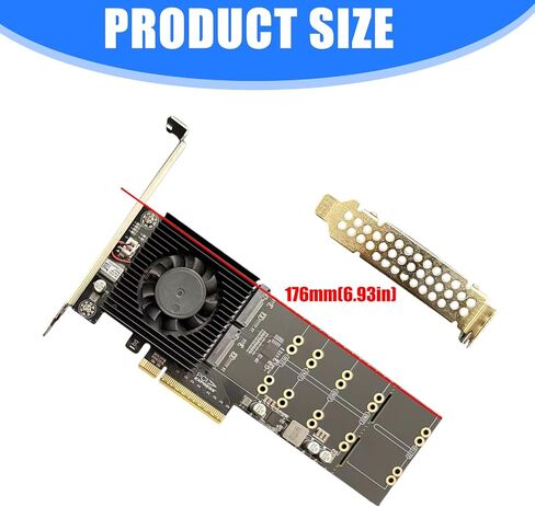 بطاقة توسيع PCIe4.0 ذات 4 منافذ تدعم 4X NVMe HDDs الوصول المتزامن وإدارة الحرارة المتقدمة ومحولات NVMe لمبدد الحرارة من الألومنيوم in Saudi Arabia