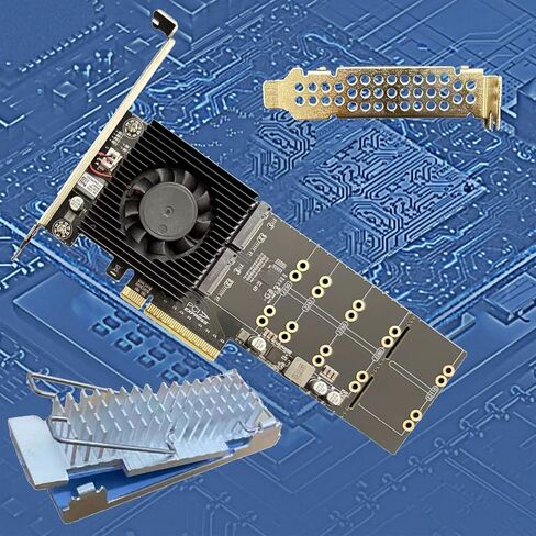 بطاقة توسيع PCIe4.0 ذات 4 منافذ تدعم 4X NVMe HDDs الوصول المتزامن وإدارة الحرارة المتقدمة ومحولات NVMe لمبدد الحرارة من الألومنيوم in Saudi Arabia