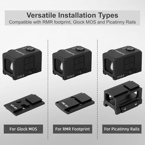 منظار منقطة باللون الأحمر/الخضراء لبصمة ACRO - Motion Awake - منظار منعكس باعث مغلق بـ 3 MOA - مع لوحات محول لبصمة RMR وGlock MOS وقضبان Picatinny in Kuwait