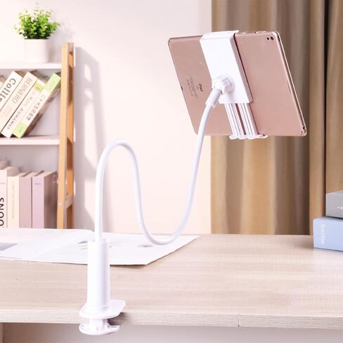 360-Degree Rotating Tablet and Phone Holder Adjustable Long Arm Lazy Bedside Clamp Stand Universal Flexible Mount for Desk and Bed in Saudi Arabia