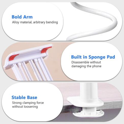 360-Degree Rotating Tablet and Phone Holder Adjustable Long Arm Lazy Bedside Clamp Stand Universal Flexible Mount for Desk and Bed in Saudi Arabia