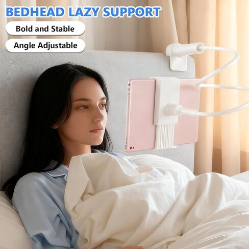 360-Degree Rotating Tablet and Phone Holder Adjustable Long Arm Lazy Bedside Clamp Stand Universal Flexible Mount for Desk and Bed in Saudi Arabia