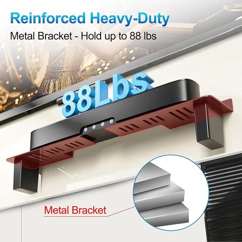 Soundbar Mount Under TV, Duty Steel Wall Mount Bracket with 2 Storage Boxes, Universal Sound Bar TV Mount Bracket Fits Most of Sound Bars Up to 88 Lbs, Sound Bar Stand Compatible with Samsung, JBL, LG in Kuwait