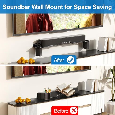Soundbar Mount Under TV, Duty Steel Wall Mount Bracket with 2 Storage Boxes, Universal Sound Bar TV Mount Bracket Fits Most of Sound Bars Up to 88 Lbs, Sound Bar Stand Compatible with Samsung, JBL, LG in Kuwait