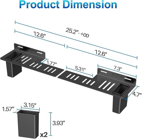 Soundbar Mount Under TV, Duty Steel Wall Mount Bracket with 2 Storage Boxes, Universal Sound Bar TV Mount Bracket Fits Most of Sound Bars Up to 88 Lbs, Sound Bar Stand Compatible with Samsung, JBL, LG in Kuwait