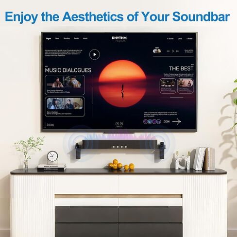 Soundbar Mount Under TV, Duty Steel Wall Mount Bracket with 2 Storage Boxes, Universal Sound Bar TV Mount Bracket Fits Most of Sound Bars Up to 88 Lbs, Sound Bar Stand Compatible with Samsung, JBL, LG in Kuwait