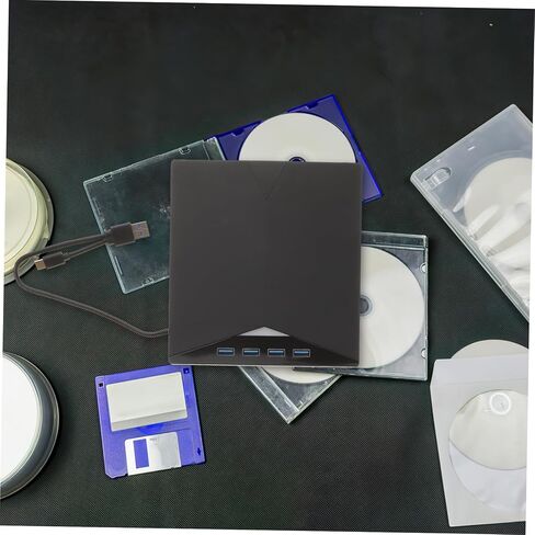 محرك أقراص DVD خارجي كاتب USB من النوع C محرك أقراص ضوئي محمول مع وسادة منزلقة متعددة الوظائف ناسخ أقراص DVD CD متوافق مع سطح المكتب المحمول لتشغيل الفيديو وتثبيت النظام in Kuwait