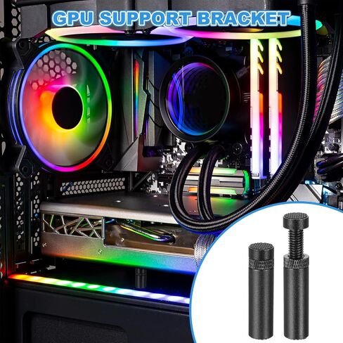 PATIKIL 49-80mm GPU Support Bracket, Graphics Card GPU Stand Brace Video Card Holder with Magnet with Bubble Spirit Level for Home Office Internet Cafes, Black in Saudi Arabia