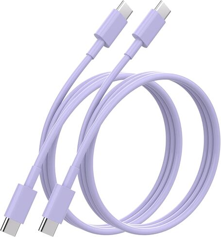 2 حزمة كابل USB C 60 وات 6FT USB نوع C كابل شحن سريع لهاتف iPhone 16/16 Plus/16 Pro Max/15/15 Plus/15 Pro Max، MacBook Pro، iPad Pro Air، Samsung S24/S24 Ultra/S23 (أرجواني) in Saudi Arabia