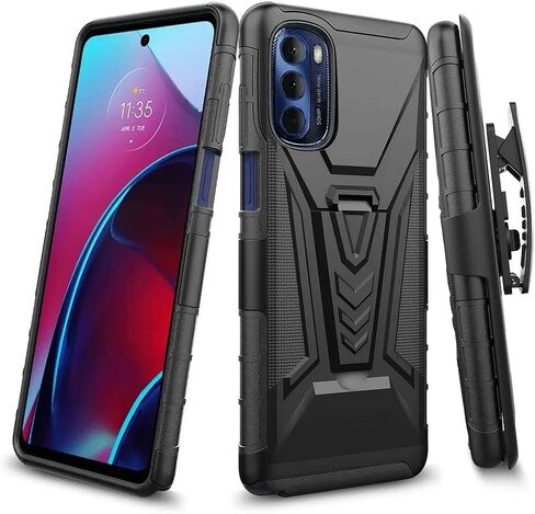 لهاتف Motorola Moto G Stylus 5G (2022) /XT2215 - حافظة هاتف مضادة للصدمات مع مشبك حزام - CV1 أسود in Kuwait