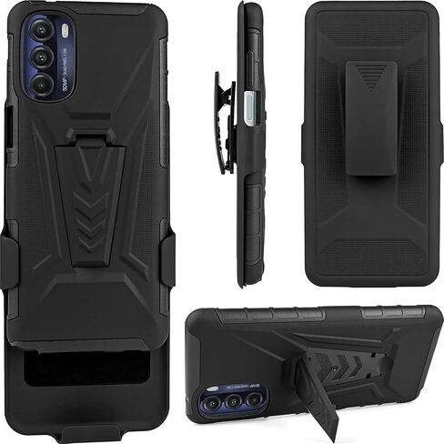 لهاتف Motorola Moto G Stylus 5G (2022) /XT2215 - حافظة هاتف مضادة للصدمات مع مشبك حزام - CV1 أسود in Kuwait