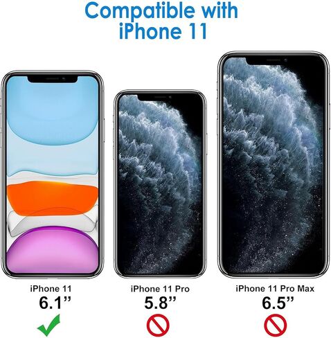 حافظة مغناطيسية لهاتف iPhone 11، مع مشبك حزام، [متوافقة مع Magsafe] مع واقي شاشة من الزجاج المقسى، مضاد للسقوط، مقاوم للصدمات، حماية شديدة التحمل (أسود) in Kuwait