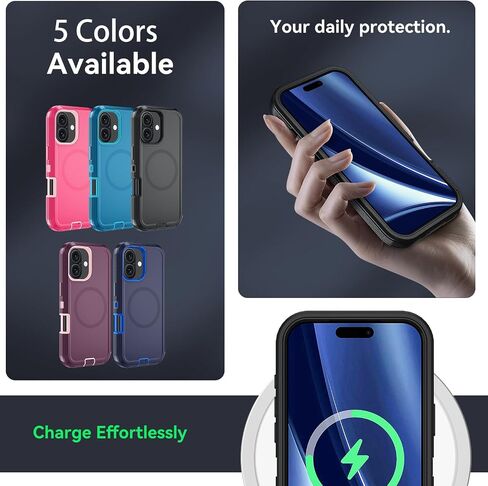 حافظة مغناطيسية لهاتف iPhone 11، مع مشبك حزام، [متوافقة مع Magsafe] مع واقي شاشة من الزجاج المقسى، مضاد للسقوط، مقاوم للصدمات، حماية شديدة التحمل (أسود) in Kuwait