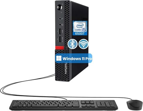 كمبيوتر مكتبي صغير Lenovo ThinkCentre M710q، Core i5-6500T 2.5 جيجا هرتز، 8 جيجا رام، 256 جيجا SSD، لوحة مفاتيح وماوس، واي فاي، بلوتوث، Windows 11 Pro (متجدد) in Saudi Arabia