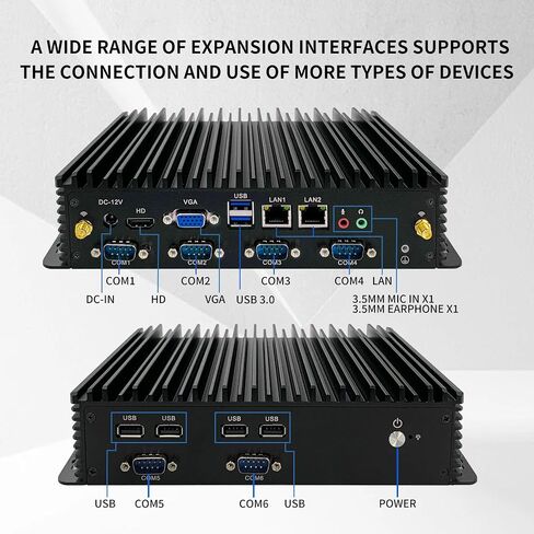 كمبيوتر صغير بدون مروحة، I5 7200U، 8 جيجابايت DDR4، 256 جيجابايت SSD كمبيوتر صغير صناعي، شاشة 4K، 5xCOM RS232، 1xCOM RS485، حافظة معدنية in Kuwait