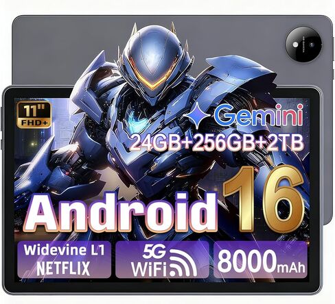 تابلت 2025 Android 16 مع Gemini AI، شاشة لمس FHD مقاس 11 بوصة، ثماني النواة، ذاكرة الوصول العشوائي 24 جيجابايت، 128 جيجابايت ROM، 2 تيرابايت TF، جهاز لوحي للألعاب للبالغين والمراهقين والأعمال التجارية، 8000 مللي أمبير في الساعة، يدعم Widevine L1، 5G Wifi، in Kuwait