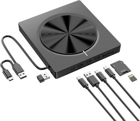 تعمل أقراص DVD الخارجية على تشغيل أجهزة حرق USB3.0 من النوع C مع 4 منافذ USB وفتحات بطاقة SDTF لأجهزة الكمبيوتر المحمول والكمبيوتر الشخصي in Kuwait