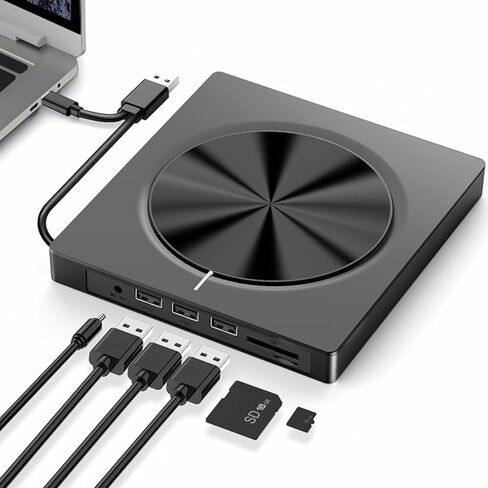 تعمل أقراص DVD الخارجية على تشغيل أجهزة حرق USB3.0 من النوع C مع 4 منافذ USB وفتحات بطاقة SDTF لأجهزة الكمبيوتر المحمول والكمبيوتر الشخصي in Kuwait