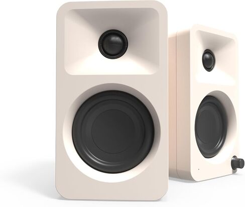 Kanto ORAMC 100W Powered Reference Desktop Computer Speakers with Bluetooth 5.0 and USB-C Input | Bi-Amplified | 100 Hz Automatic Crossover | Reference Quality Sound | Pair | Cream (Renewed) in Saudi Arabia