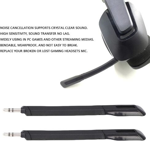 استبدال ميكروفون Ciciglow، ذراع الميكروفون يناسب سماعة الألعاب اللاسلكية G733 Lightspeed، سماعة الألعاب المانعة للضوضاء، ميكروفون قابل للفصل 3.5 ملم، قطعتان in Kuwait