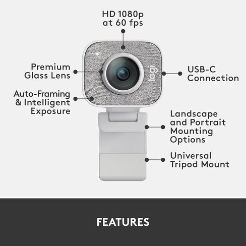 Logitech StreamCam Premium for Creators Webcam - White Bundle Including: Screen Cleaning Kit, Cleaning Kit in Saudi Arabia
