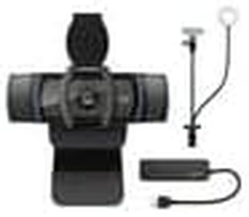 Logitech C920S Pro HD Webcam Bundle with Webcam Stand with Selfie Ring Light and 4-Port USB Hub (3 Items) in Saudi Arabia