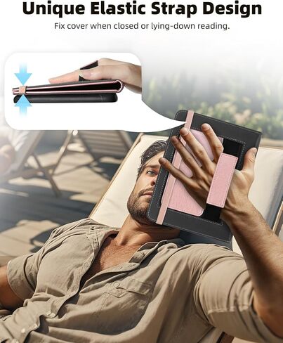 Case for 7" Kindle Paperwhite 12th Gen 2024 & Kindle Colorsoft Signature Edition (7"), PU Leather Stand Cover with Hand Strap, Card Slot, Auto Wake/Sleep in Saudi Arabia