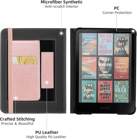 Case for 7" Kindle Paperwhite 12th Gen 2024 & Kindle Colorsoft Signature Edition (7"), PU Leather Stand Cover with Hand Strap, Card Slot, Auto Wake/Sleep in Saudi Arabia