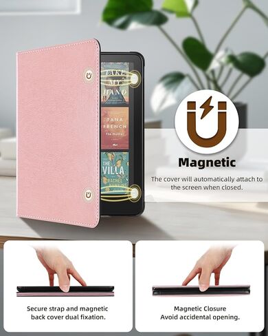 Case for 7" Kindle Paperwhite 12th Gen 2024 & Kindle Colorsoft Signature Edition (7"), PU Leather Stand Cover with Hand Strap, Card Slot, Auto Wake/Sleep in Saudi Arabia