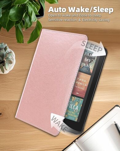 Case for 7" Kindle Paperwhite 12th Gen 2024 & Kindle Colorsoft Signature Edition (7"), PU Leather Stand Cover with Hand Strap, Card Slot, Auto Wake/Sleep in Saudi Arabia