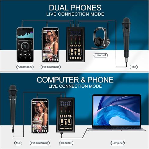طقم بطاقة الصوت، ميكروفون مكثف للاستوديو وبطاقة صوت USB، واجهة مغير الصوت، لوحة الصوت للكمبيوتر، إعداد استوديو تسجيل الغناء لإعادة الصوت، in Kuwait