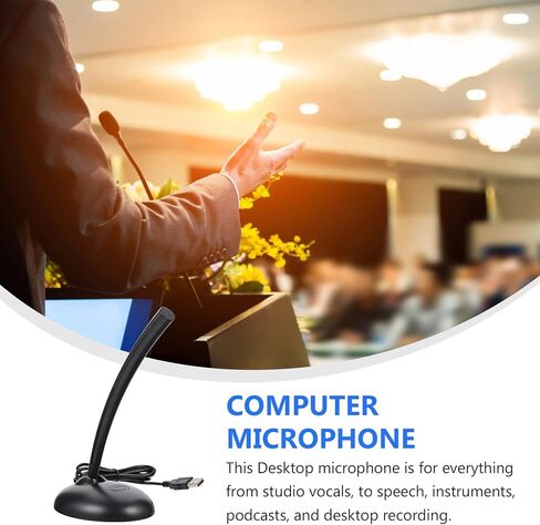 ميكروفون كمبيوتر USB من BESPORTBLE، ميكروفون مكثف متعدد الاتجاهات عالي الحساسية لبث الألعاب والدردشة مع تصميم خفيف الوزن لتقليل الضوضاء in Kuwait