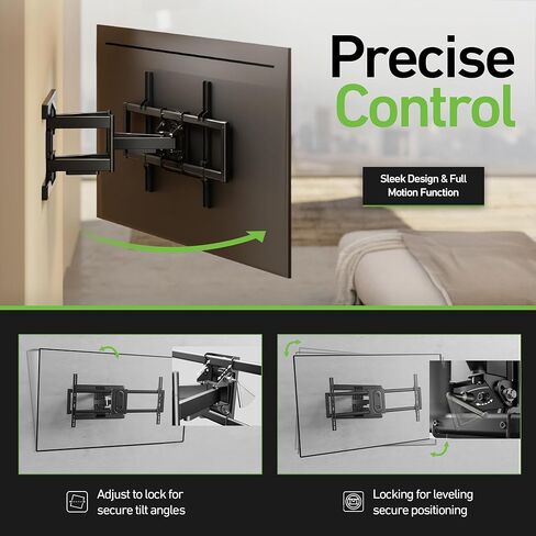 Heavy Duty Dual Arm Articulating TV Wall Mount Bracket for TCL Q Class | QM8 75QM851G 75 Inch TV - Tilt & Swivel with Reduced Glare in Saudi Arabia