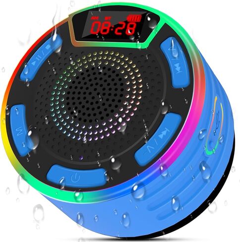 مكبر صوت بلوتوث ssuowao، مكبرات صوت محمولة مقاومة للماء IPX7 مع شاشة LED، راديو FM، كوب شفط، ميكروفون مدمج، مكبر صوت صغير للحمام والسفر وحمام السباحة والشاطئ in Kuwait