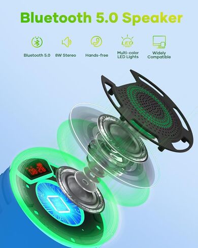 مكبر صوت بلوتوث ssuowao، مكبرات صوت محمولة مقاومة للماء IPX7 مع شاشة LED، راديو FM، كوب شفط، ميكروفون مدمج، مكبر صوت صغير للحمام والسفر وحمام السباحة والشاطئ in Kuwait