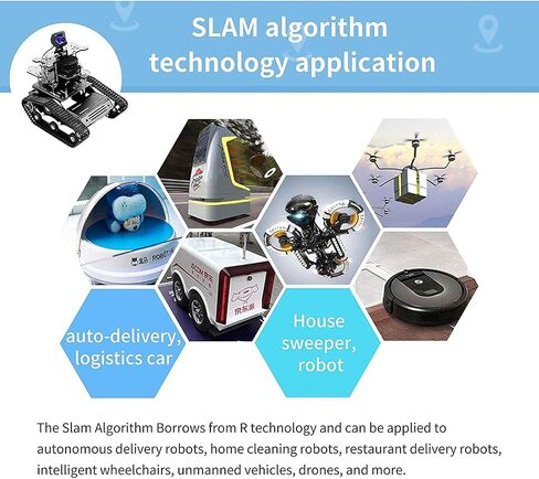 مجموعة سيارة روبوت Raspberry Pi Smart AI، سيارة خزان ROS SLAM مع ملاحة خرائط LIDAR، كاميرا عالية الدقة، مشروع برمجة شاشة تعمل باللمس 3.5 بوصة للبالغين (أسود مع Raspberry Pi) in Kuwait