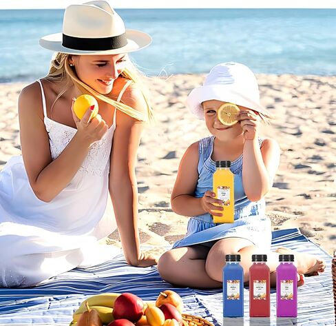 LJINOKYUN 16oz Plastic Bottles with Caps, 24pcs Empty Plastic Juice Bottles with Caps for Juicing & Smoothies - Reusable Clear Bulk Water Drink Containers with Tamper Evident Lids for Fridge in Kuwait