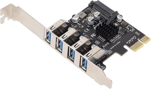 بطاقة توسيع SUNGOOYUE VL805 USB 3.0 PCIe، 4 منافذ، سرعة نقل 5 جيجابت في الثانية، متوافقة مع الارتفاع الكامل ونصف، مصدر طاقة داخلي in Kuwait
