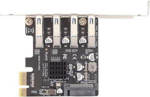 بطاقة توسيع SUNGOOYUE VL805 USB 3.0 PCIe، 4 منافذ، سرعة نقل 5 جيجابت في الثانية، متوافقة مع الارتفاع الكامل ونصف، مصدر طاقة داخلي in Kuwait
