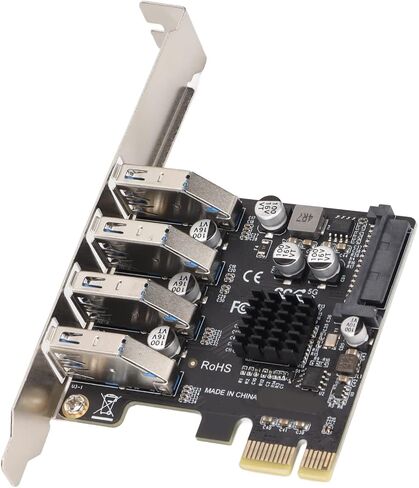 بطاقة توسيع SUNGOOYUE VL805 USB 3.0 PCIe، 4 منافذ، سرعة نقل 5 جيجابت في الثانية، متوافقة مع الارتفاع الكامل ونصف، مصدر طاقة داخلي in Kuwait