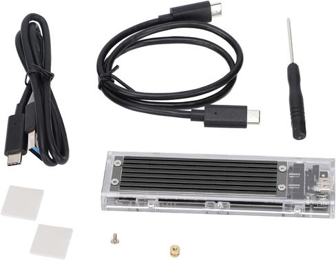 حافظة محول Ciciglow شفافة NVME M.2 إلى Type C USB3.1 Gen2 متوافقة للغاية مع مختلف أوامر SSD (أسود) in Saudi Arabia