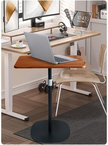 Japard Portable Standing Desk, Adjustable Height 18’‘-47’’ Mini Floor Desk, Small Laptop Stand for Home Office, Easy to Assemble, Compact Design Black Brown in Kuwait